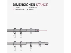Bestlivings Gardinen|Gardinenstangen^Stilgarnitur Ausziehbar 120 bis 220 cm Silber