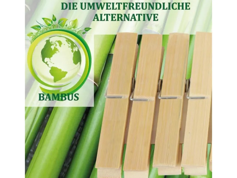 Bestlivings Wäscheklammern Bambus 6 cm 96 Stück