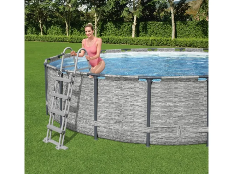 Bestway Stahlrahmen-Pool Set Steel Pro Max Frame Ø 427 x 122 cm Rund Grau