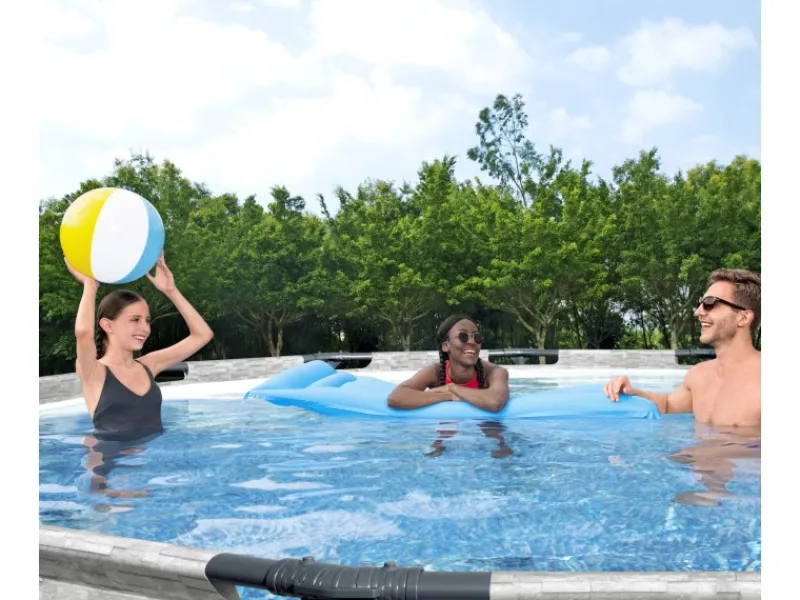 Bestway Stahlrahmen-Pool Set Steel Pro Max Frame Ø 427 x 122 cm Rund Grau