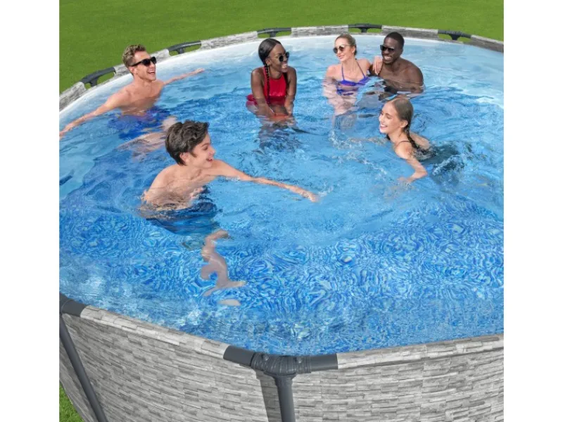 Bestway Stahlrahmen-Pool Set Steel Pro Max Frame Ø 427 x 122 cm Rund Grau