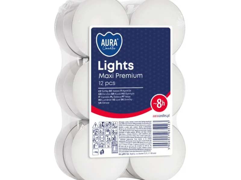 Bispol Maxi Teelichter 8 Std. Brenndauer Weiß 12 Stück