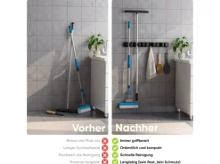 Björn&Schiller Gerätehalter Wandhalterung Aluminium 4 Besenhalter 5 Haken bis 10 kg