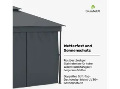 Insektenschutz^Blumfeldt Mondo Dual 3x3 m Pavillon mit Doppeldach und Moskitonetzen