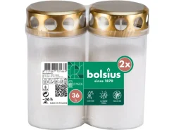 Bolsius Grablicht mit Deckel Weiß 2 Stück