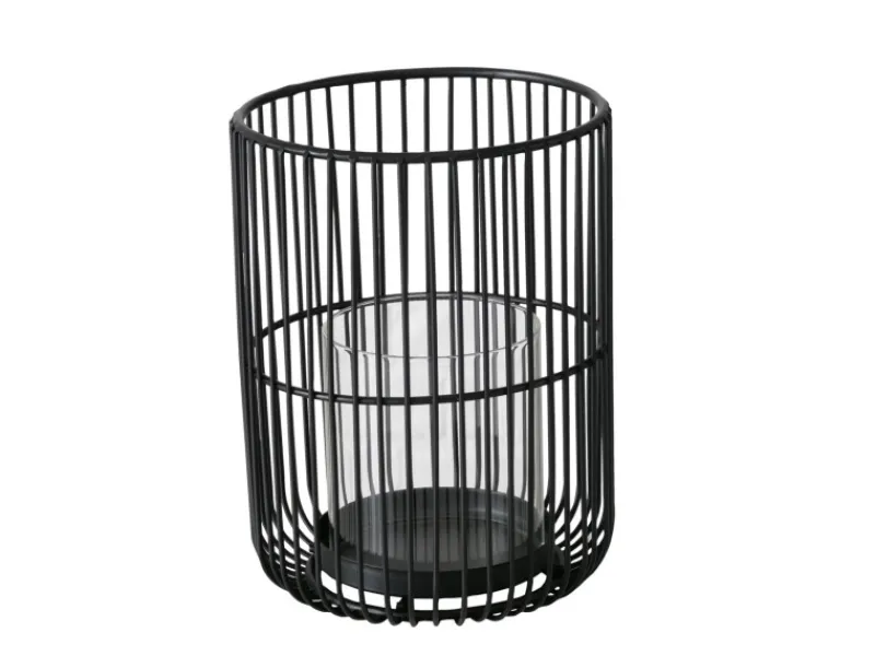 Boltze Windlichter^Home Windlicht Cindy Groß Ø 15 cm x 20 cm Schwarz