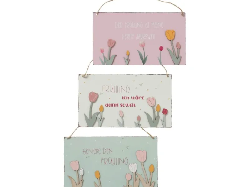 Boltze Geschenkartikel^Schild Tulpe 3-fach Sortiert Mehrfarbig