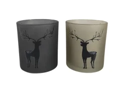 Boltze Windlichter^Windlicht Hirsch Klein 2-fach Sortiert Ø 7 cm x 8,3 cm Mehrfarbig