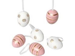 Ostern^Brauns-Heitmann Behang Eier ca. 6 cm Rosa-Weiß 6 Stück