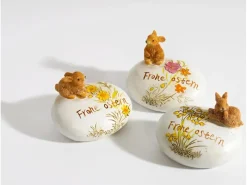 Ostern^Brauns-Heitmann Deko-Steine Frohe Ostern ca. 6 cm x 4,5 cm Natur 3 Stück
