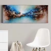 Bricoflor Wanddekoration^Abstraktes Leinwandbild In Blau Und Braun Moderne Kunst Leinwand Bild In Space Optik Ausgefallenes Wandbild Mit Weltraum Motiv