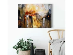 Bricoflor Wanddekoration^Abstraktes Leinwand Bild In Orange Und Braun Kunstdruck Leinwandbild Im Stil Abstrakter Malerei Wandbild In Gemälde Optik Für Wohnzimmer