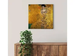 Bricoflor Wanddekoration^Art Déco Leinwand Bild Jugendstil Bild In Gold Ideal Für Schlafzimmer Und Wohnzimmer Kunstdruck Leinwandbild Mit Frau Im Art Nouveau Design