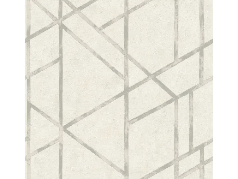 Bricoflor Art Déco Tapete in Weiß Silber 20er Jahre Vliestapete in Betonoptik Helle Mustertapete Geometrisch für Schlafzimmer