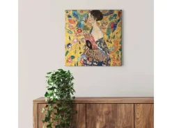 Bricoflor Wanddekoration^Art Nouveau Bild 20Er Jahre Leinwand Bild Im Gemälde Stil Mit Frau Und Pfau Ölgemälde Kunstdruck Wandbild Für Wohnzimmer Und Schlafzimmer