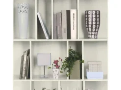 Bricoflor Fototapeten^ausgefallene Tapete mit Bücherregal Muster 3D Tapete Ideal für Wohnzimmer und Büro Weiße Vliestapete mit Regel Design