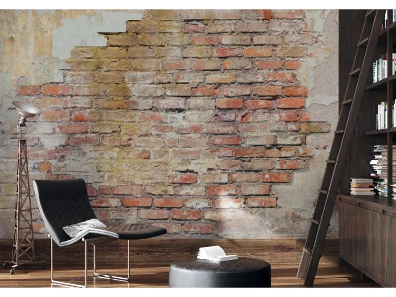 Bricoflor Backstein Tapete mit Alte Mauer Fototapete mit Steinmauer Ideal für Wohnzimmer und Flur Vlies Steintapete in 3D Optik in Rot Braun