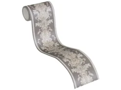 Bricoflor Bordüren|Tapezierzubehör^Barock Bordüre 10 Cm Breit Ornament Tapetenbordüre aus Papier und Vinyl Vintage Tapetenborte in Grau und Beige für Wohnzimmer
