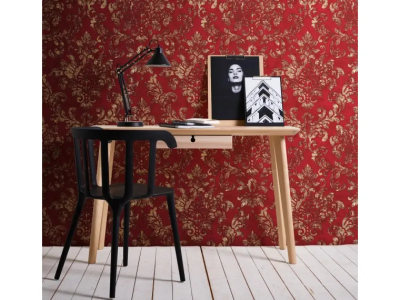 Bricoflor Barock Tapete in Rot und Gold Vintage Tapete mit Elegantem Ornament Neobarock Vliestapete Ideal für Schlafzimmer und Bars