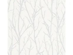 Bricoflor Baum Tapete überstreichbar Äste Vliestapete in Weiß Grau für Wohnzimmer und Schlafzimmer Vlies Waldtapete mit Vinyl Ideal Zum überstreichen