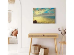 Bricoflor Wanddekoration^Bild Im Impressionismus Gemälde Stil Maritimes Wandbild Mit Meer Motiv In Hellblau Und Gelb Leinwand Bild Mit Segelschiffen Für Schlafzimmer