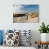 Bricoflor Wanddekoration^Bild Mit Steg Zum Meer Maritimes Leinwandbild Mit Strand Und Dünen Schlafzimmer Und Badezimmer Wandbild In Blau Und Beige