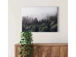 Bricoflor Wanddekoration^Bild Mit Wald In Nebel Tannenwald Bild Auf Leinwand Ideal Für Flur Und Schlafzimmer Landschaft Wandbild In Grün Und Weiß Mit Winterwald