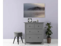 Bricoflor Wanddekoration^Bild Wald In Nebel Romantisch Leinwandbild See Und Nebel 120 X 80 Cm Leinwand Mit Landschaft Groß Für Schlafzimmer