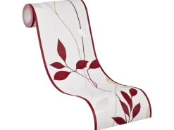 Bricoflor Blätter Bordüre mit Ranken Muster Mediterrane Tapetenborte in Rot und Beige Tapetenbordüre für Wohnzimmer und Schlafzimmer