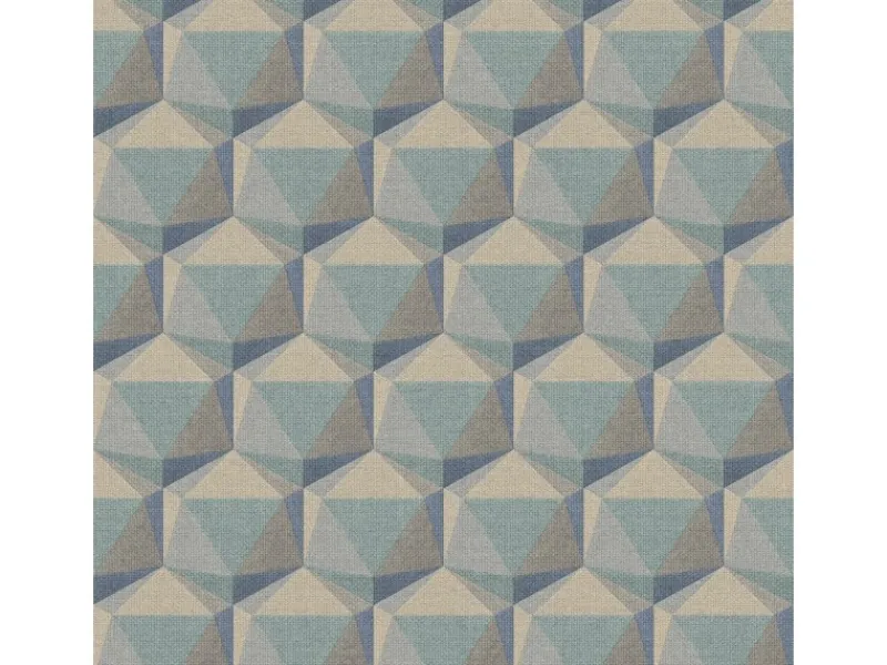 Bricoflor 3D Tapete Geometrisches Muster Vliestapete Blau Türkis Für Schlafzimmer Und Badezimmer Mustertapete In Leinenoptik