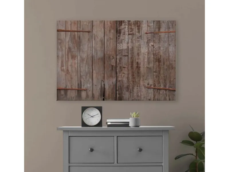 Bricoflor Wanddekoration^Deko Bild Mit Scheune Beiges Wandbild Mit Holz Motiv Im Landhausstil Leinwandbild Rustikal In 120 X 80 Cm Für Küche