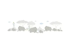 Bricoflor Elefanten Tapete Kinderzimmer in Hellgrau Selbstklebende Bordüre Ideal für Babyzimmer Vlies Kindertapete mit Tieren für Jungen und Mädchen
