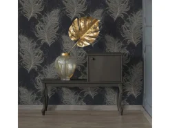 Bricoflor 20er Jahre Tapete Schwarz Feder Vliestapete Elegant Ideal für Schlafzimmer und Esszimmer Vlies Mustertapete mit Federn Im Burlesque Stil