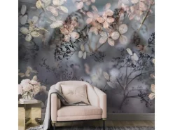 Bricoflor Florale Tapete Violett Vlies Fototapete mit Blumen im Herbst Stil Florale Vliestapete Ausgefallen für Schlafzimmer und Esszimmer