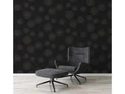 Bricoflor Tapetenmuster^Glitzer Tapete in Schwarz Gold Kreis Vliestapete Floral Ideal für Wohn und Schlafzimmer Schwarze Vlies Mustertapete mit Blumen Abstrakt