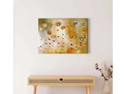 Bricoflor Goldenes Bild Mit Blumen Abstrakt Kunst Leinwand Bild In Gemälde Optik Mit Abstrakter Malerei Kunstdruck Wandbild Ideal Für Wohnzimmer