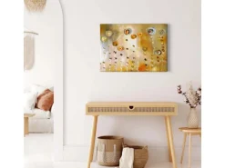 Bricoflor Goldenes Bild Mit Blumen Abstrakt Kunst Leinwand Bild In Gemälde Optik Mit Abstrakter Malerei Kunstdruck Wandbild Ideal Für Wohnzimmer