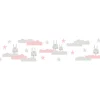Bricoflor Bordüren^Hasen Tapeten Bordüre für Kinderzimmer in Rosa und Grau Selbstklebende Bordüre mit Wolken für Mädchen Tapetenbordüre Ideal für Babyzimmer