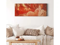Bricoflor Wanddekoration^Jugendstil Wandbild In Orange Ausgefallenes Leinwand Bild Der 20Er Jahre Schlafzimmer Leinwandbild Mit Frauen Motiv Im Art Nouveau Stil