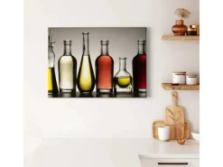 Bricoflor Küchen Bild Mit Olivenöl Und Essig Modernes Leinwandbild Für Küche Und Esszimmer Leinwand Küchenbild In Grau Rot Und Gelb