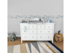 Bricoflor Bordüren^Kinderzimmer Bordüre Selbstklebend Baby Tapete mit Wolken Grau Hellblau Kinder Bordüre Ideal für Babyzimmer Von Jungen