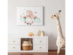 Bricoflor Wanddekoration^Kinderzimmer Wandbild Mit Einhorn Aquarell Bild Auf Leinwand Mit Sternen Und Regenbogen Wasserfarben Leinwandbild Ideal Für Mädchenzimmer