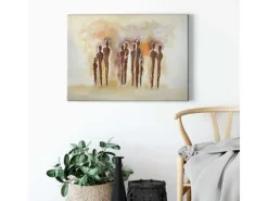 Bricoflor Kunst Wandbild Im Stil Gemälde Mit Personen Leinwand Bild Mit Abstrakter Malerei In Beige Und Braun Moderne Kunst Wandbild Für Büro Und Flur
