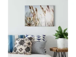 Bricoflor Landhaus Leinwand Bild Mit Feld Motiv Maritimes Bild Mit Sonnenstrahlen In Crème Natur Wandbild Ideal Für Badezimmer Und Schlafzimmer