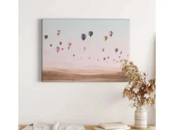 Bricoflor Leinwandbild Mit Heißluftballon Pastell Wandbild Mit Ballons Ideal Für Schlafzimmer Und Wohnzimmer Rosa Leinwand Bild Mit Himmel Motiv