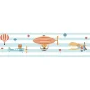Bricoflor Bordüren^Luftschiff Tapete in Hellblau für Babyzimmer Kinderzimmer Bordüre Selbstklebend mit Zeppelin Vlies Kindertapete mit Tieren für Jungenzimmer