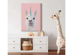 Bricoflor Lustiges Einhorn Bild In Rosa Leinwand Bild Mit Alpaka Ideal Für Babyzimmer Und Kinderzimmer Mädchen Wandbild Mit Lama Motiv