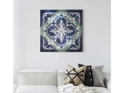 Bricoflor Marokkanisches Leinwand Bild Im Vintage Stil Orientalisches Wandbild In Dunkelblau Und Grau Fliesen Leinwandbild Für Küche Und Schlafzimmer