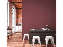 Bricoflor Tapetenmuster^Metallic Tapete Rot Silber Grau Art Deco Vliestapete Edel für Wohnzimmer und Schlafzimmer Vlies Mustertapete in Dunkelrot im 20er Jahre Stil