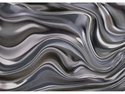 Bricoflor Fototapeten^Metallic Tapete in 3D Optik Silber Fototapete Ausgefallen Ideal für Schlafzimmer und Küche Vlies Bildtapete Modern im Grafik Stil